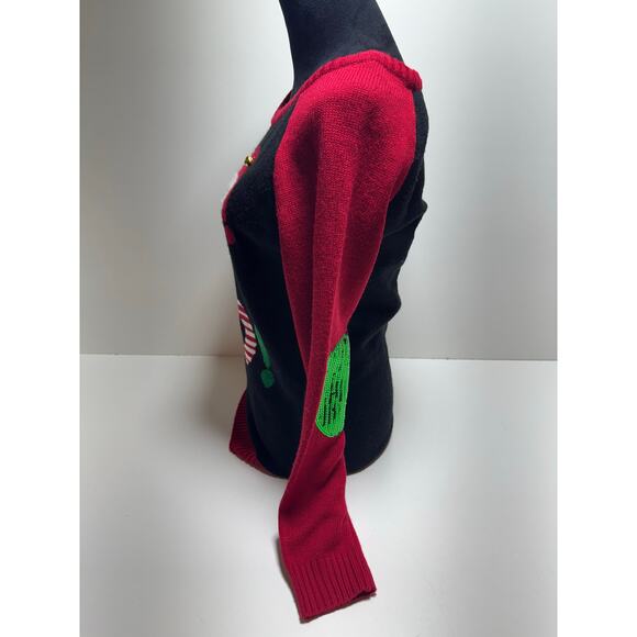Ugly Christmas Sweater Sz L Black Red Green Ho Ho Ho I’m In Love With Derek - Picture 2 of 9